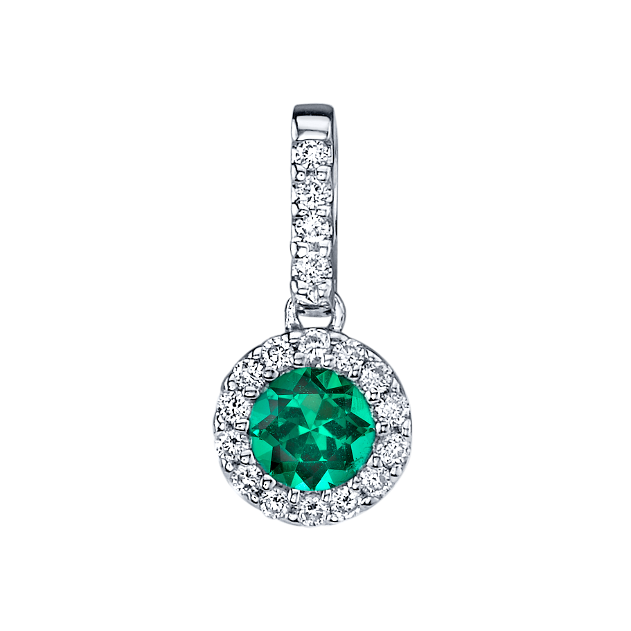 Emerald Diamond Halo Pendant