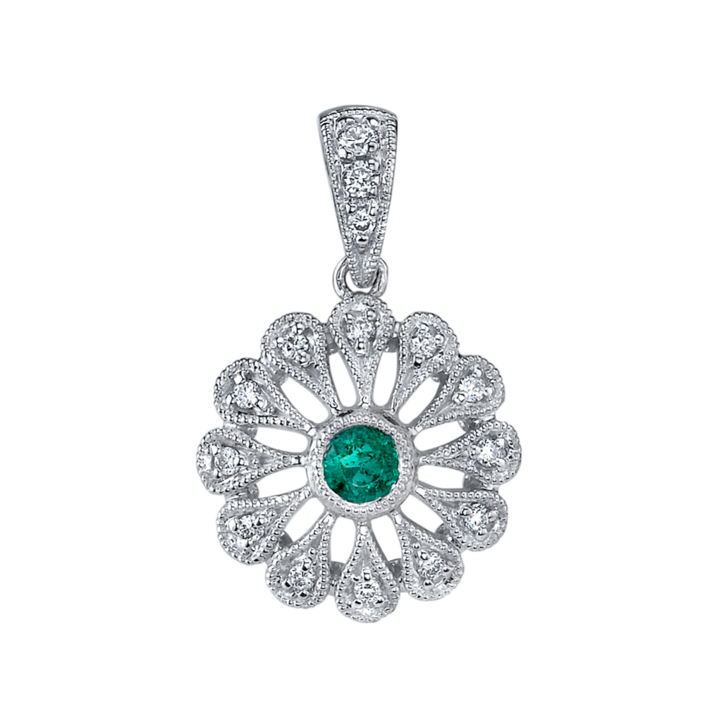 Emerald Flower Pendant