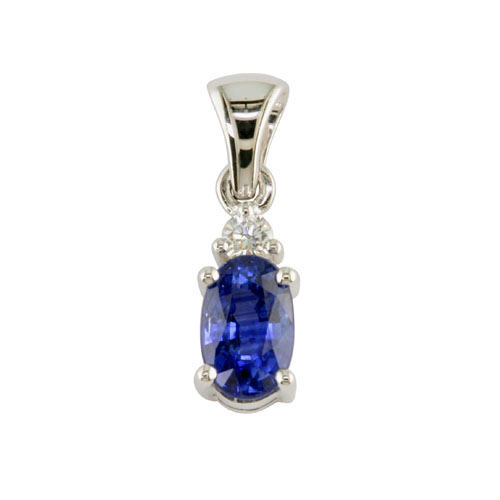 Oval Sapphire and Diamond Pendant
