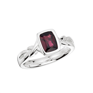 Silver Faceted Garnet Ring