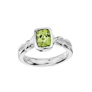 Silver Faceted Peridot Ring